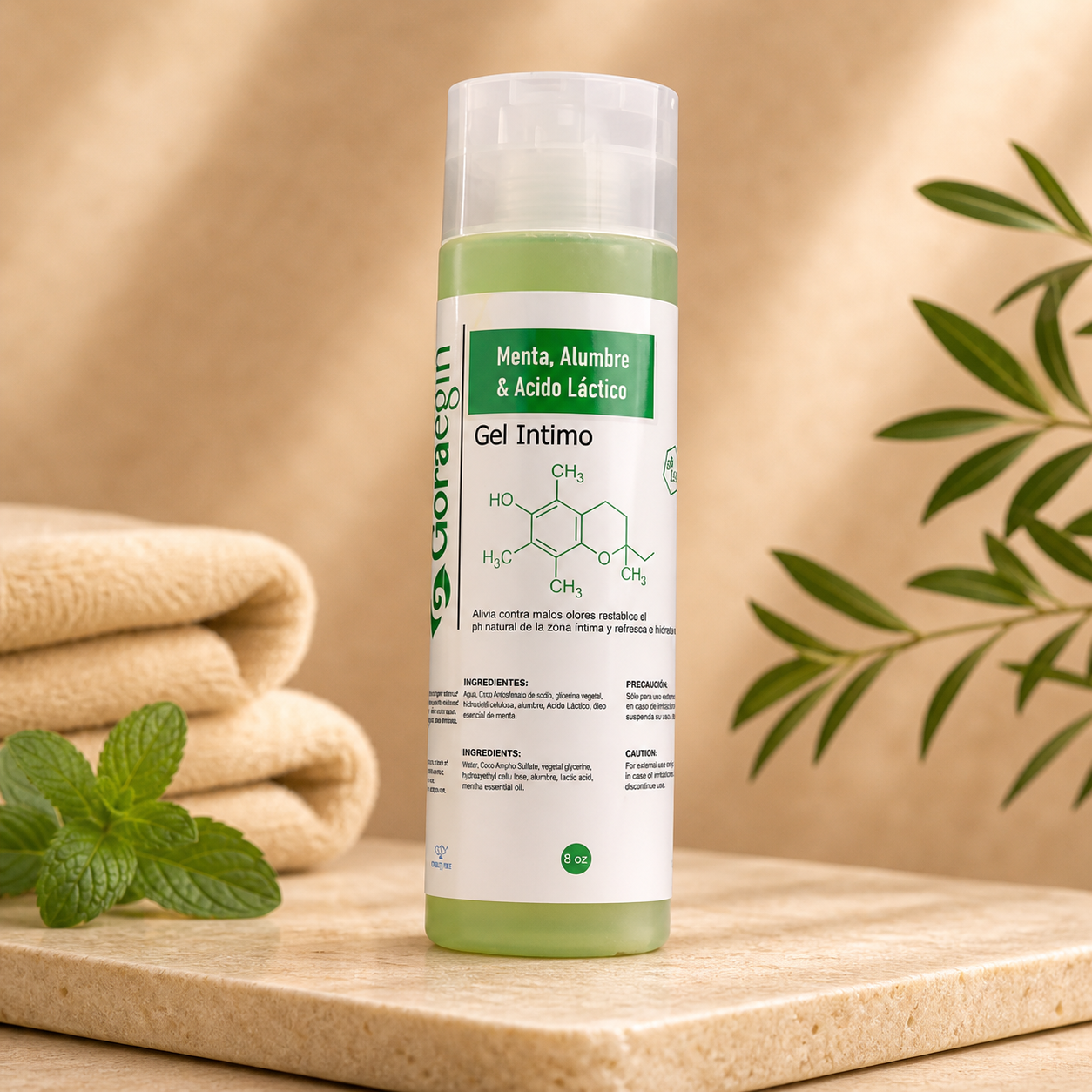 Mint, Alum & Lactic Acid Intimate Gel / Gel Intimo Menta, Alumbre & Acido Lactico 8 Oz