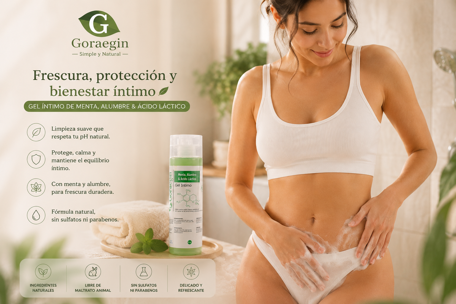 Mint, Alum & Lactic Acid Intimate Gel / Gel Intimo Menta, Alumbre & Acido Lactico 8 Oz